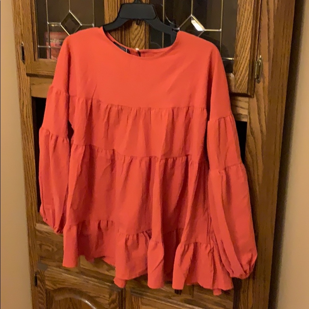 NWT Coeur De Vague Tiered Tunic. Plus 2X. Pumpkin